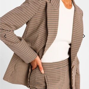 Women's Brown Houndstooth Blazer
